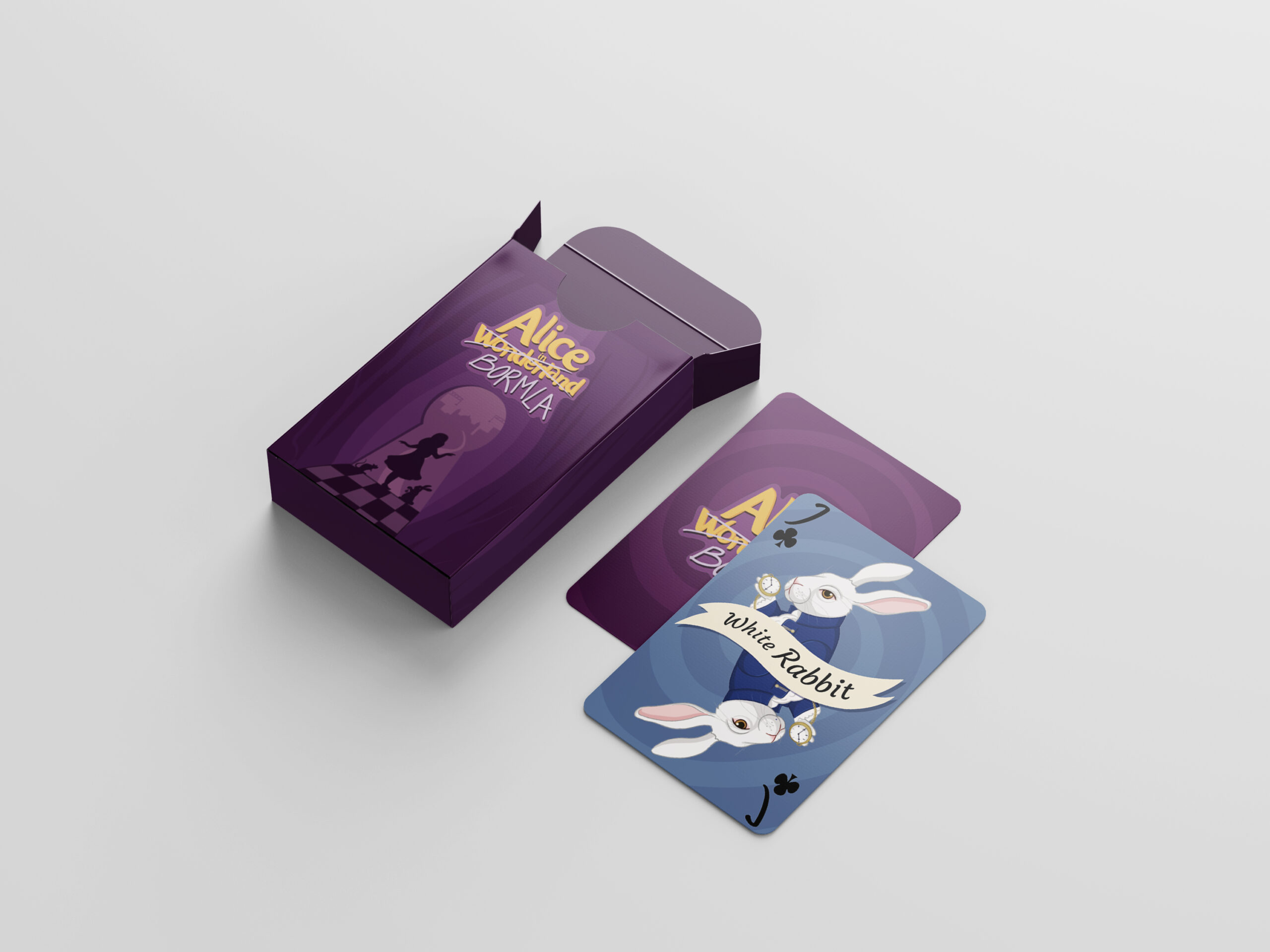 Close up of 'Alice in Bormla' playing card pack